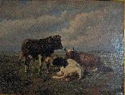 unknow artist Two cows and a bull Germany oil painting artist